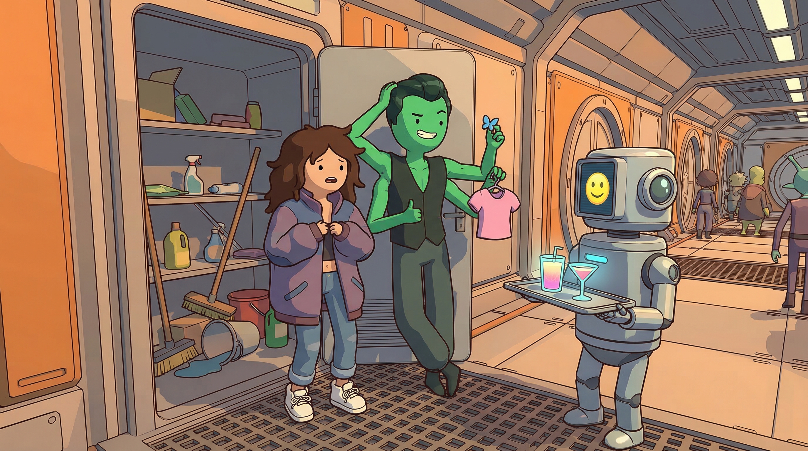 Billie caught in an awkward situation on the space station